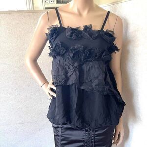 designed vintage black silk top size L